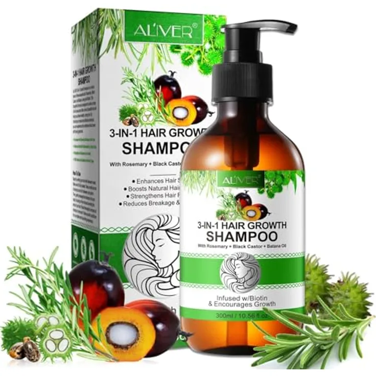 P-Beauty Haarwachstums-Shampoo 300ml mit Rosmarin, Schwarzem Rizinus & Batana – Stärkt und pflegt alle Haartypen, beugt Haarbruch vor und fördert Volumen