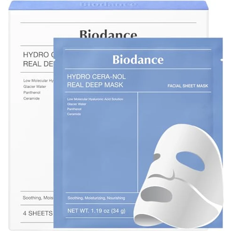 BIODANCE Hydro Cera-nol Real Deep Maske, Overnight Hydrogel Maske, beruhigend, feuchtigkeitsspendend, nahrhaft, 34g x 4 St. – Bild 1
