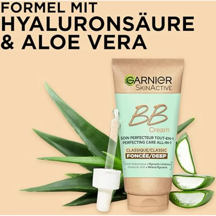 Garnier SkinActive BB Cream Classic Perfektionierende All-In-1 Pflege Dunkel mit LSF 15 Aloe Vera und Hyaluronsäure, 50 ml – Bild 2