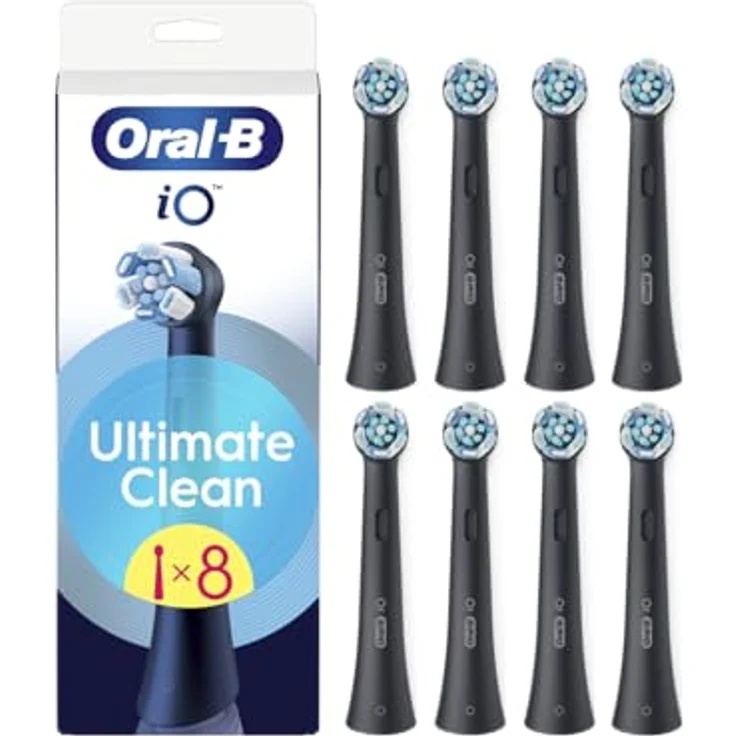 Oral B iO Ultimate Clean Bürstenkopf, Ersatzkopf für elektrische Zahnbürsten, 8 St., schwarz, effektive Plaque-Entfernung und sanfte Reinigung – Bild 2