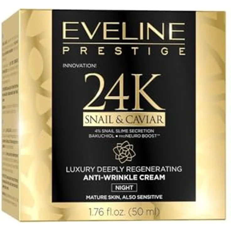 Eveline Cosmetics 24K Snail & Caviar Nachtcreme, regenerierende Gesichtscreme mit Schneckenextrakt gegen Falten, 50 ml – Bild 1