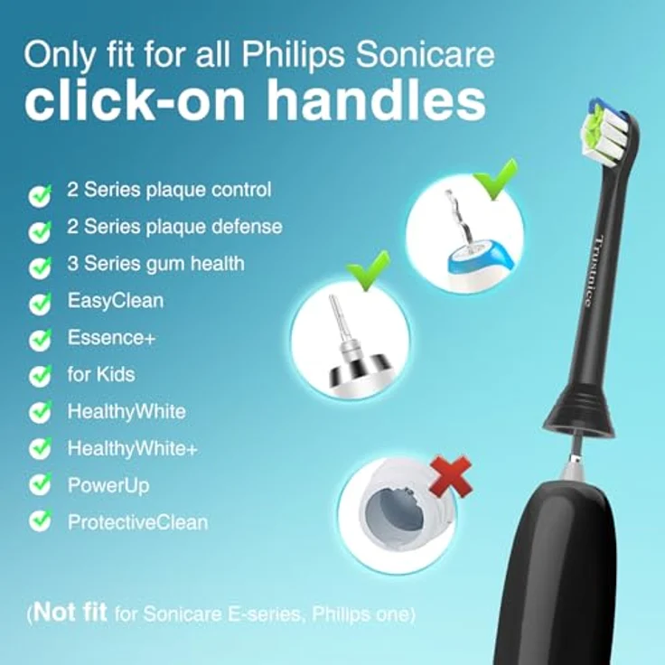 Trustnice Mini Aufsätze Ersatzbürsten für Philips Sonicare, 8er Pack, effektive Plaque-Entfernung, sanft zum Zahnfleisch, DuPont-Borsten, einzeln verpackt mit Staubschutzkappe – Bild 5
