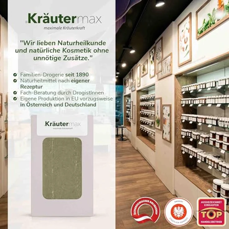 Kräutermax Heilerde Pflanzenöl Seife 1 x 100 g, Handgemachte Naturseife mit grüner Tonerde und ätherischen Ölen – Bild 5
