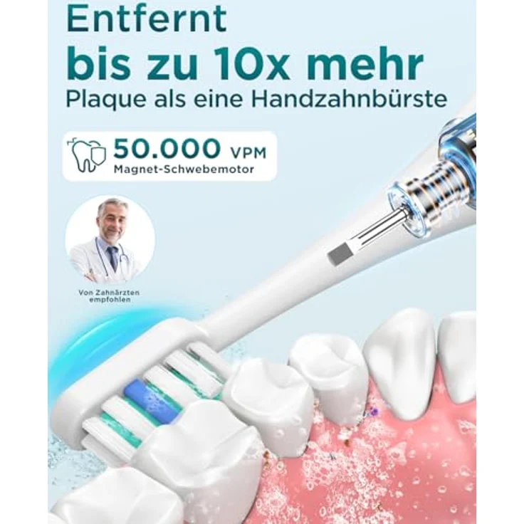 YTEATH PRO Elektrische Schallzahnbürste, 8 Bürstenköpfe, 5 Modi, 90 Tage Akkulaufzeit, 2-Minuten-Timer, Reiseetui – Bild 2