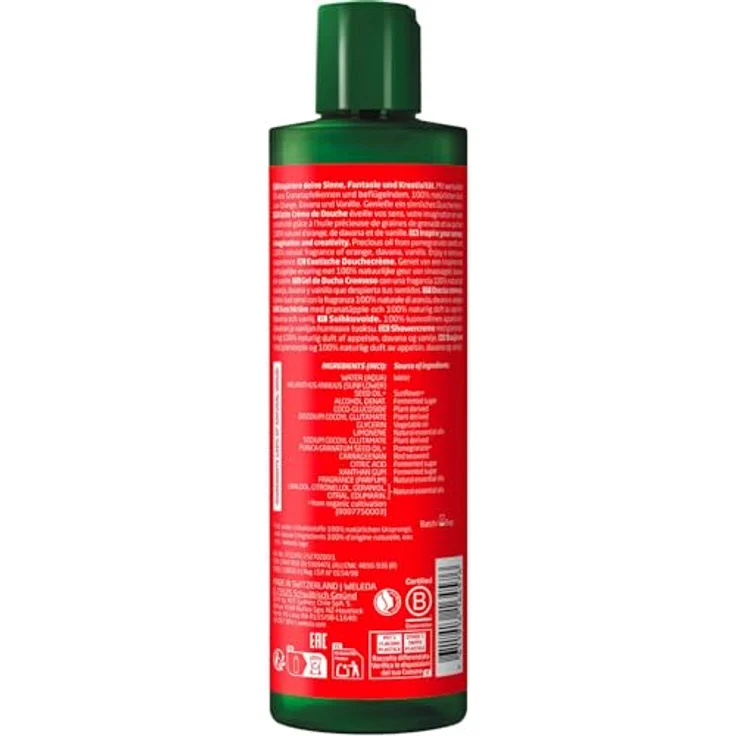 WELEDA Bio Inspire XL Duschgel vegan - Naturkosmetik Granatapfel Dusche mit Orange / Vanille Duft - Natürliche Hautpflege Duschseife (1x 400ml) – Bild 3
