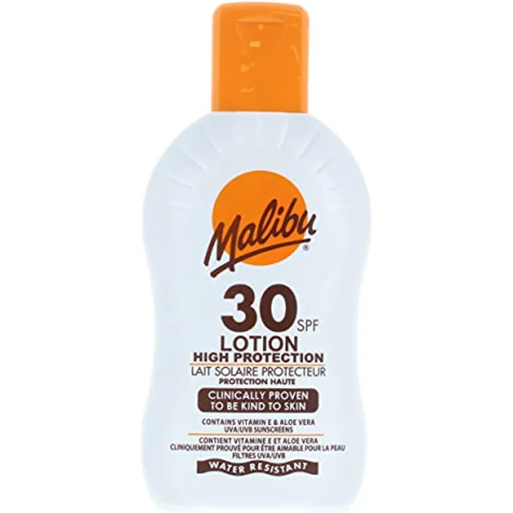 Malibu Protective Sun Lotion - Medium Protection SPF 30, 200ml, Paraben, sulphate, and dye free