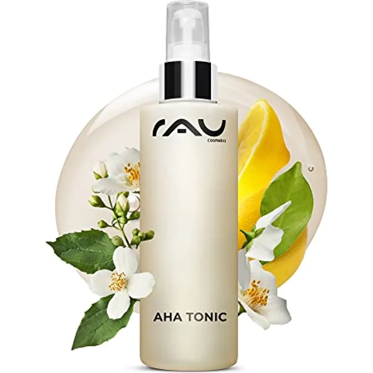 RAU Cosmetics Fruchtsäure Gesichtswasser AHA Tonic 200 ml - Gesichtstonic gegen Unreinheiten und Große Poren für Unreine Haut, Fettige Haut, Reife Haut - Toner mit Weißem Tee und AHA Säuren