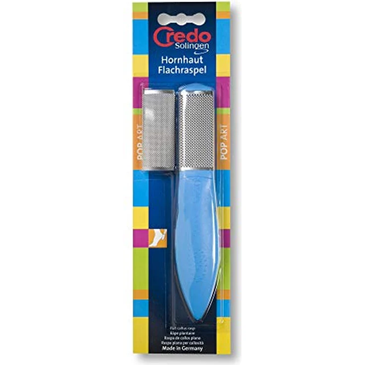 CREDO Hornhaut Flachraspel POP ART, rostfreie Reibfläche, blau, wechselbare Raspelflächen – Bild 2