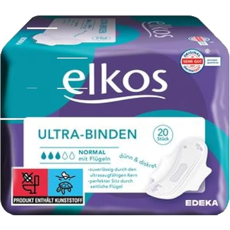 Elkos Ultra-Binde Normal mit Flügeln, 6er Pack (6x20 Stück) – Bild 3