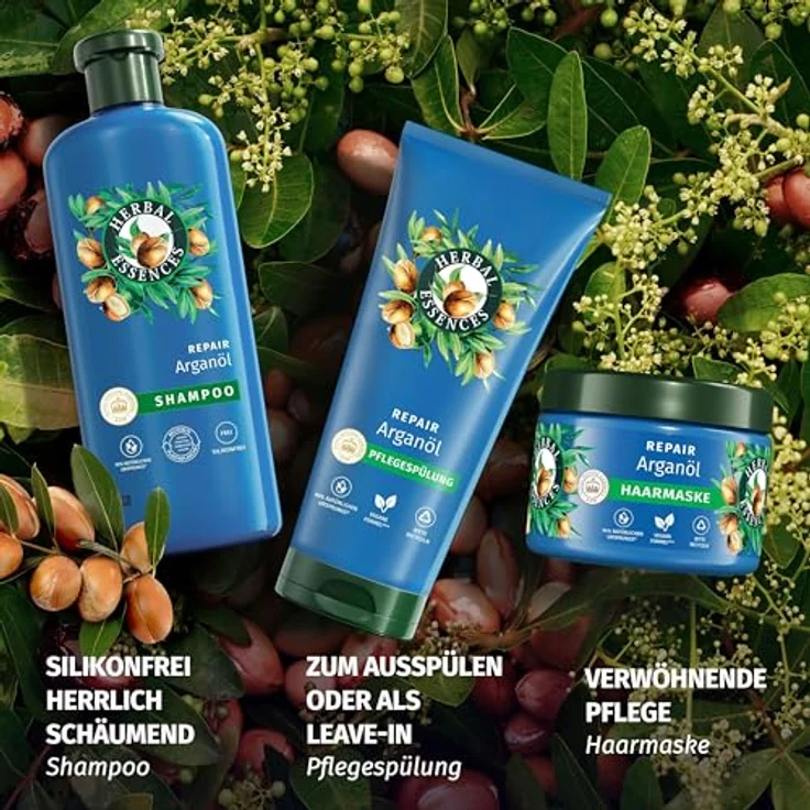 Herbal Essences Repair Pflegespülung mit Arganöl 250ml - Intensive Pflege für geschädigtes Haar, Inhaltsstoffe natürlichen Ursprungs, Vegan – Bild 5