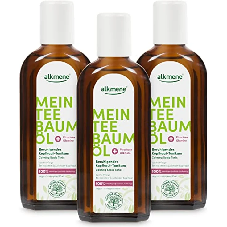 Alkmene Mein Teebaumöl Kopfhaut Tonikum 3x 250 ml, Juckreiz Linderung mit 100% Bestätigung, vegan & klimaneutral, beruhigendes Haarwasser bei trockener & juckender Kopfhaut – Bild 1