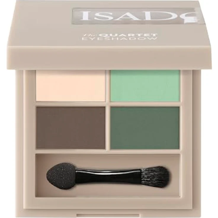 IsaDora The Eyeshadow Quartet Lidschattenpalette 02 Neo Mint, 3.5 g, mit intensiv pigmentierten Farbtönen und Applikator, vegan, für Tag- und Abend-Make-up – Bild 1