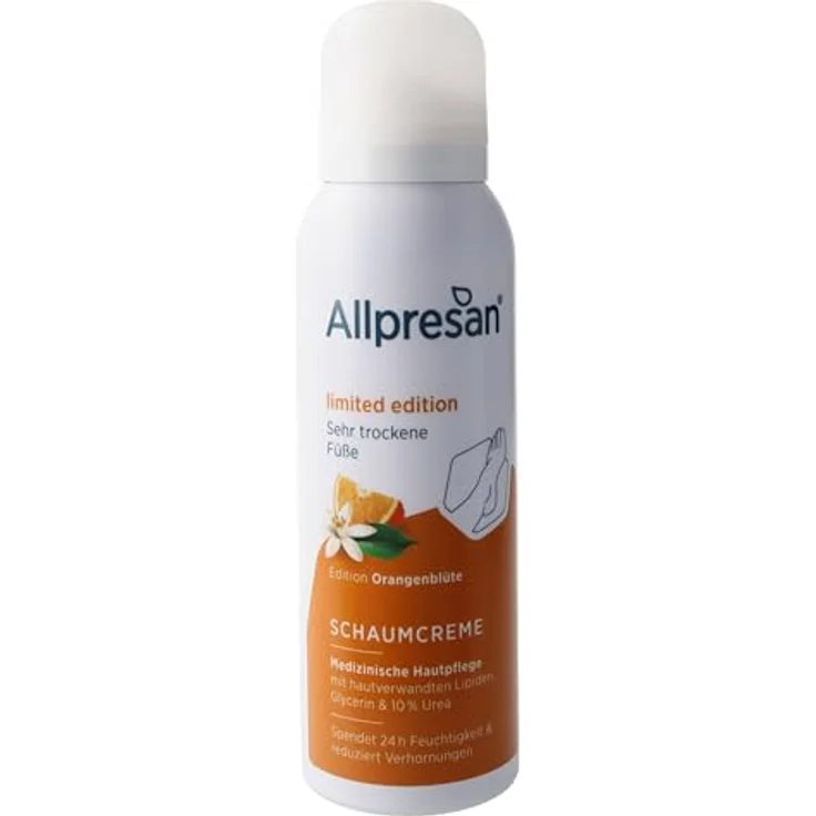 Allpresan Fuß Schaum-Creme mit Orangenblüte, Fußcreme für sehr trockene Haut - Limited Edition mit 10% Urea, 125 ml – Bild 2