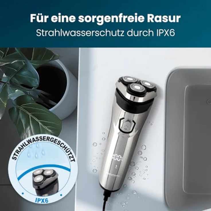 ProfiCare® PC HR 3139, Elektrorasierer für Herren mit 3-fach Schersystem, flexiblen Scherköpfen, Langhaarschneider und IPX6-Wasserschutz – Bild 4