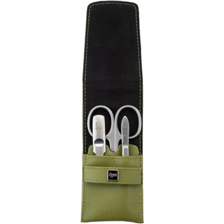 nippes Solingen Maniküre Set Verde, 3-tlg., veganes Eukalyptus-Leder-Etui mit rostfreien Edelstahl-Instrumenten – Bild 2