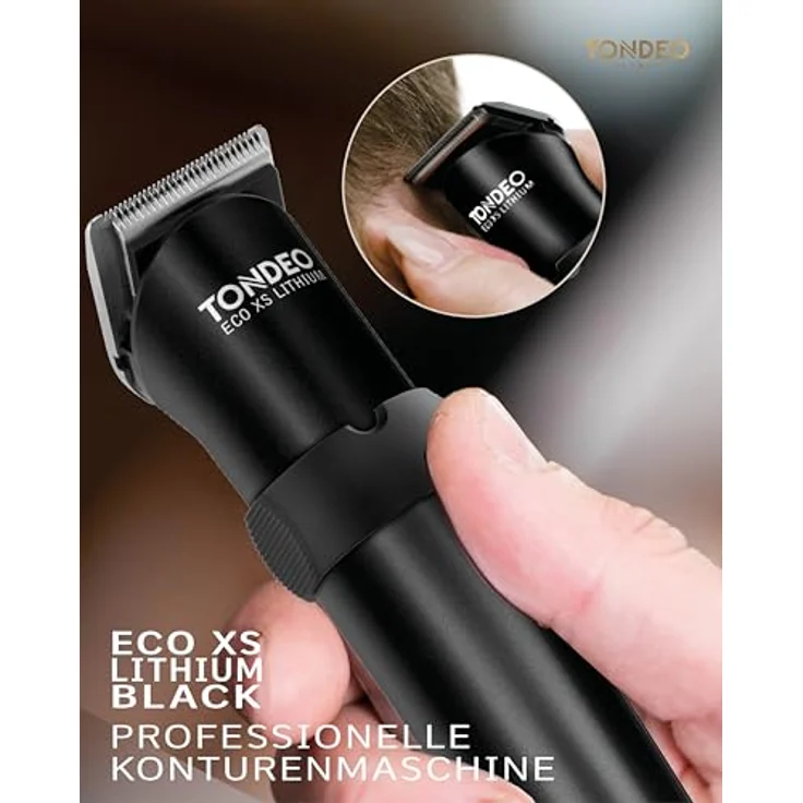 TONDEO Haarschneidemaschine XS LITHIUM BLACK | Barttrimmer Herren inklusive Ladestation und Aufsteckkamm für 5 verschiedene Schnittlängen | Haarschneider für Bart und Konturen – Bild 2
