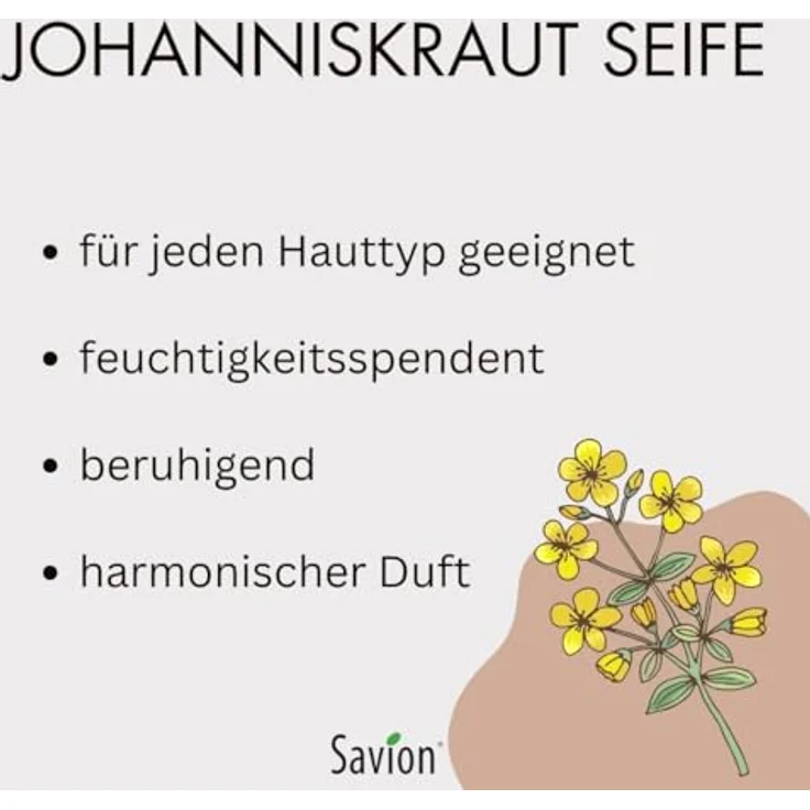 Savion Johannis Körperseife mit Johanniskrautöl, Vegan, Palmölfrei, Tierversuchsfrei, 80g – Bild 3