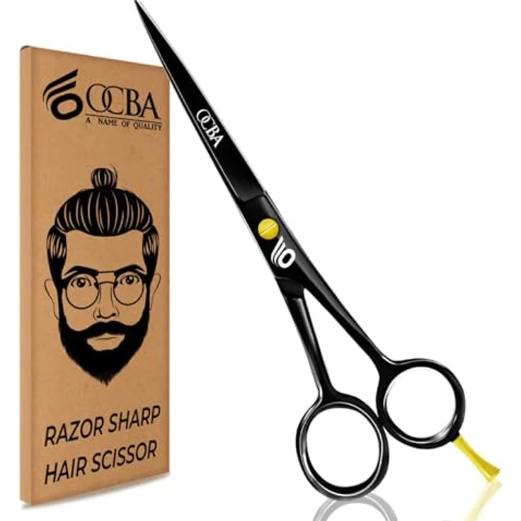 OCBA Friseurschere 6 Zoll, Edelstahl Haarschneider mit konvexen Kanten, Japanisch Schwarz, professionell und ergonomisch designet – Bild 1