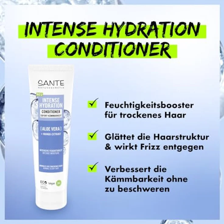 Sante Naturkosmetik Intense Hydration Conditioner, 150 ml mit Aloe Vera und Mango-Extrakt, fruchtiger Duft – Bild 4