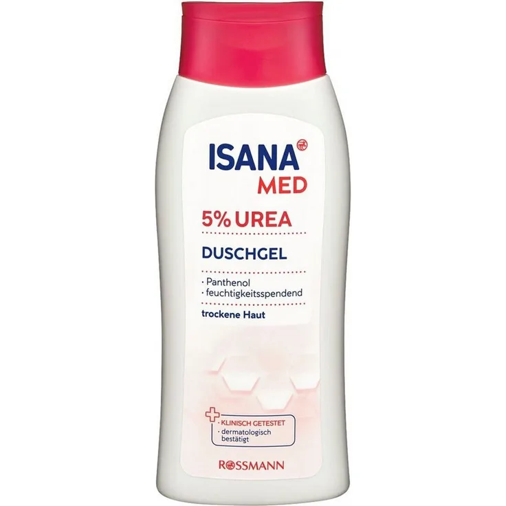 ISANA Duschgel Urea 250 ml, seifenfrei mit Panthenol, 100% ohne Mikroplastik, intensive Feuchtigkeitsversorgung