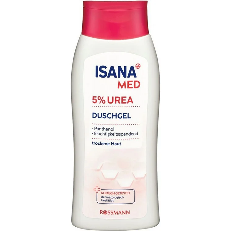ISANA Duschgel Urea 250 ml, seifenfrei mit Panthenol, 100% ohne Mikroplastik, intensive Feuchtigkeitsversorgung