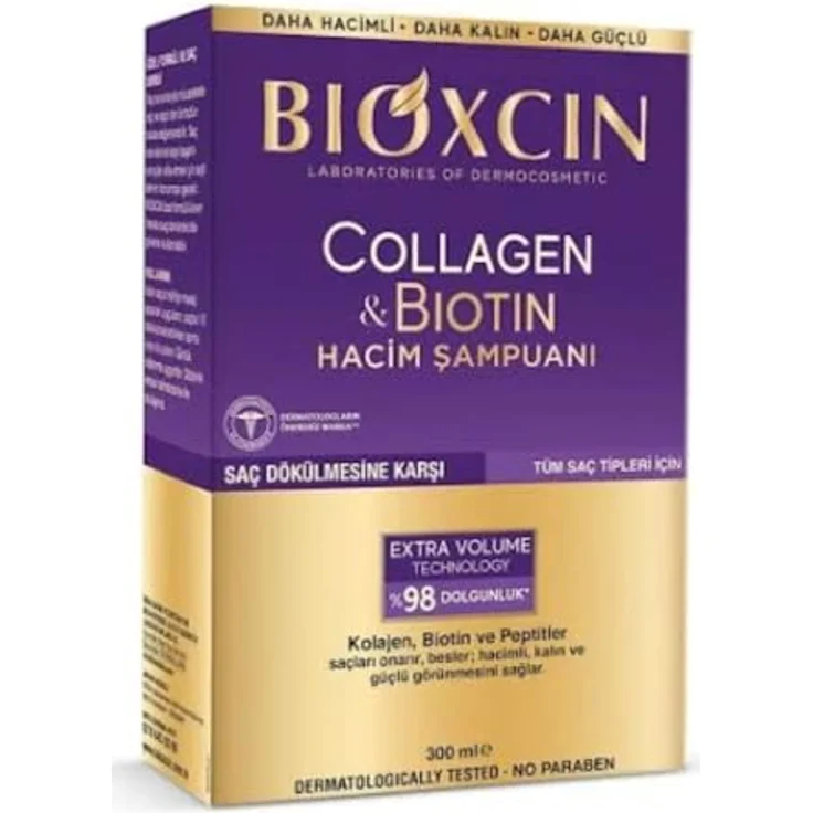 Bioxcin Collagen & Biotin Volumen Shampoo 300ml - Für Dickeres, Stärkeres & Fülligeres Haar - Gegen Haarausfall - Alle Haartypen – Bild 2