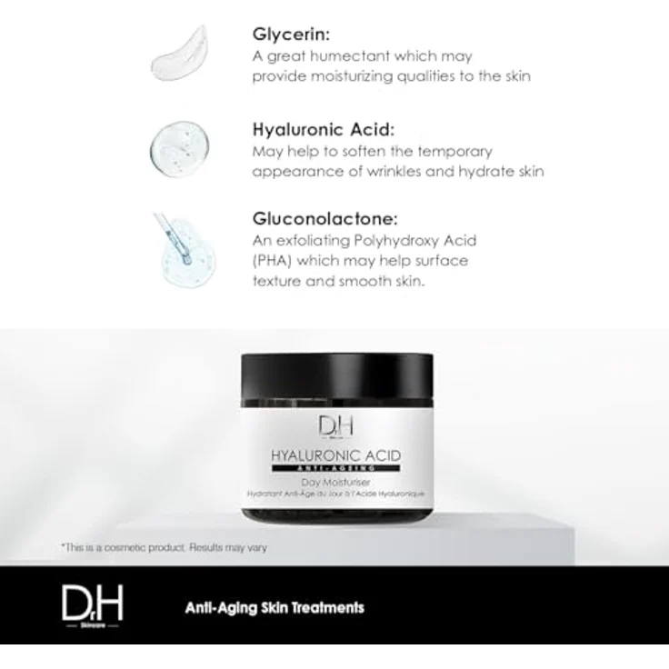 Skin Chemists Dr. H Hyaluronic Acid Anti-Ageing Day Moisturiser, feuchtigkeitsspendende Gesichtscreme mit jugendlichem Finish, 60 ml – Bild 5