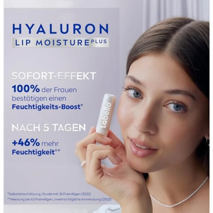 Labello Hyaluron Lip Moisture Plus Rosé, Lippenpflegestift mit Hyaluronsäure und Menthol, 24h Feuchtigkeit, für rosige Lippen, 5,2 ml – Bild 5
