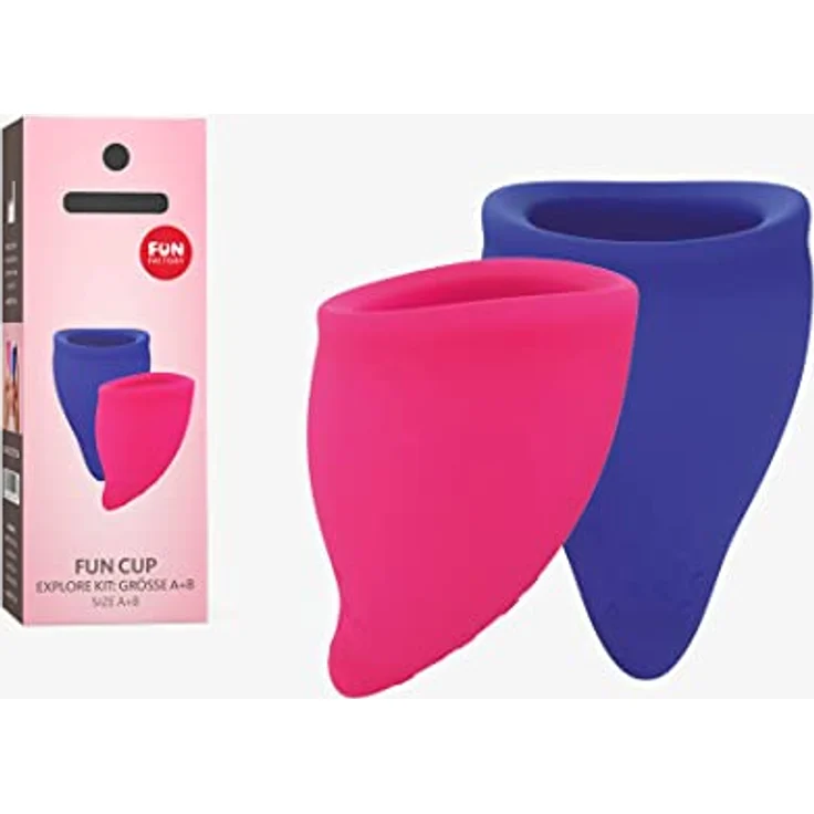 Fun Factory Menstruationstassen Explore Kit Größe A&B Pink und Ultramarine, 2 Stück – Bild 4