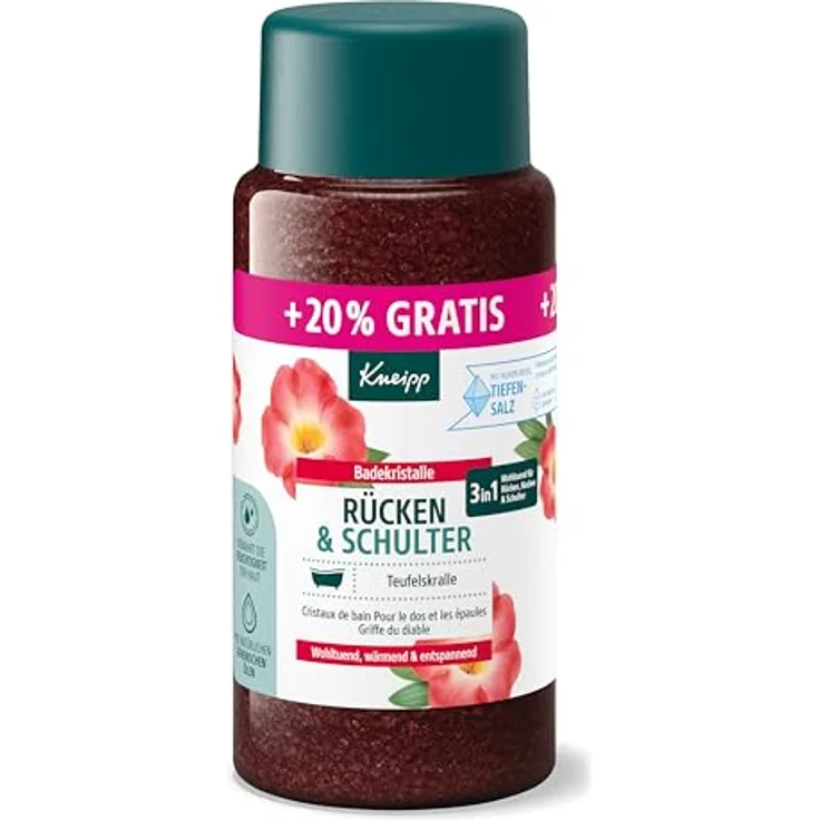 Kneipp Rücken & Schulter Badekristalle, Badesalz mit Teufelskralle und Cajeputöl, 720 g