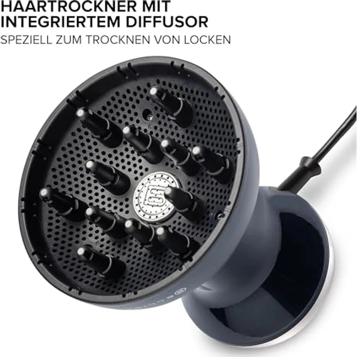 BELLISSIMA Diffon Supreme Deluxe, Heißluftdiffusor für lockiges Haar, Keramik mit Keratin Technologie, XL Diffusor, 3 Temperaturstufen + Ionisator, schonendes Trocknen, Beauty Bag – Bild 4