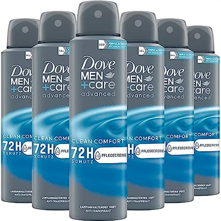 Dove Men plus Care advanced Anti-Transpirant Clean Comfort schützt 72 Stunden vor Körpergeruch und Schweiß 150 ml 6 Stück