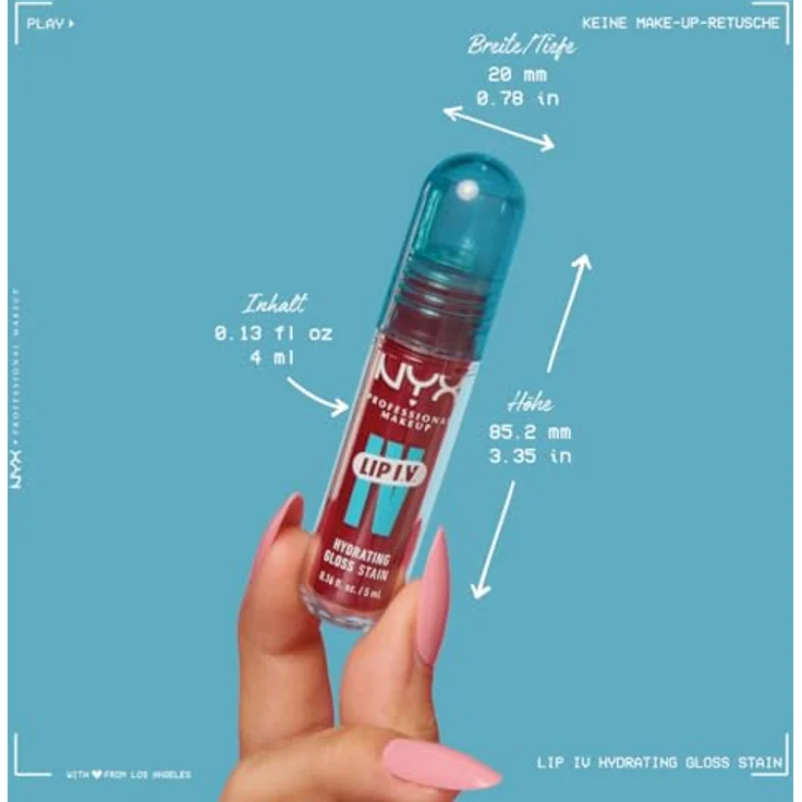 NYX Professional Makeup Lip IV Gloss Serum, feuchtigkeitsspendender Lipgloss mit Vitamin-Komplex, 5 ml, Farbe 07 - BUBBLEGUM BURST – Bild 10