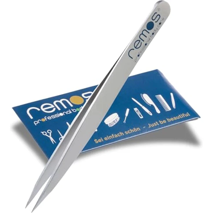 remos professional body care REMOS Splitterpinzette - Edelstahl [INOX] rostfrei 9.5 cm, feine Spitze satin, präzise für Splitter und eingewachsene Härchen – Bild 1