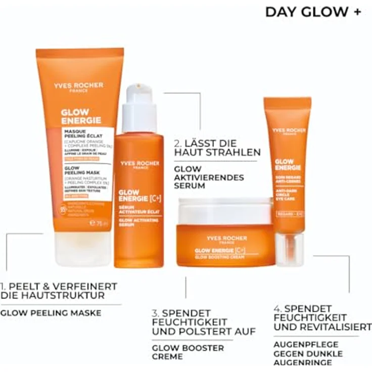 Yves Rocher Glow Énergie Peeling Maske, 75 ml – Verleiht Strahlkraft in 10 Minuten – Mit Kapuzinerkresse & 5 % AHA Peeling-Komplex – Für alle Hauttypen – 95 % natürliche Inhaltsstoffe – Bild 5