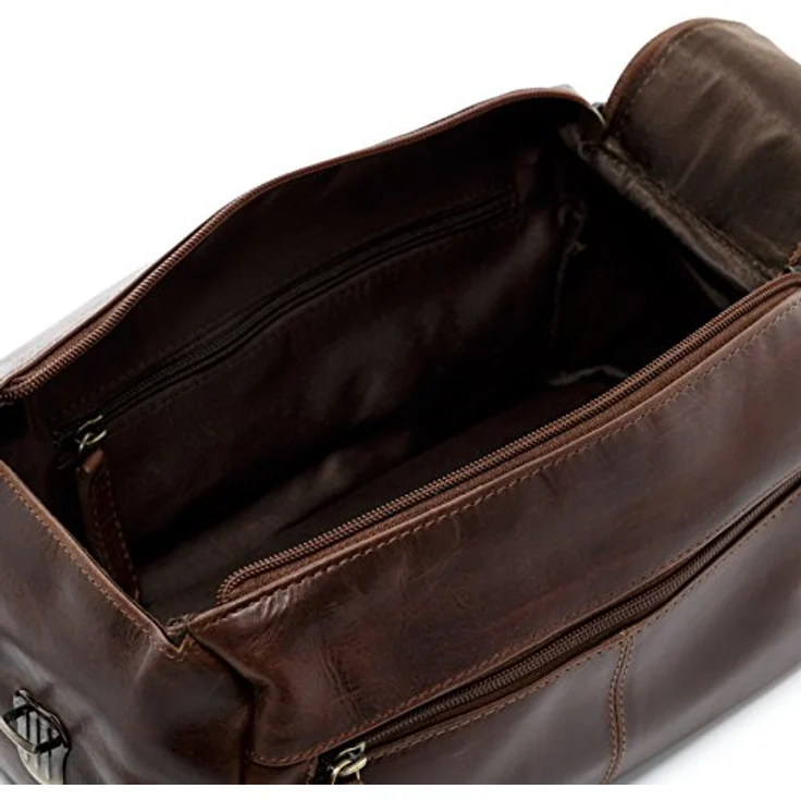 SID & VAIN Kulturtasche Herren Bristol aus Premium Leder I Waschtasche XL groß für Herren und Damen I Kulturbeutel braun handgefertigt – Bild 5