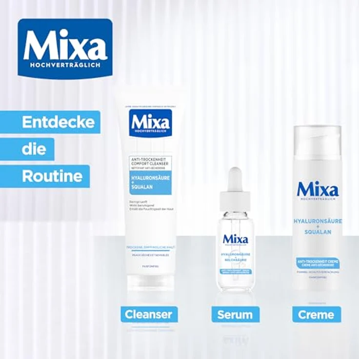 Mixa Anti-Trockenheit Creme, Gesichtscreme für trockene, empfindliche Haut mit Hyaluronsäure und Squalan, 50 ml – Bild 5