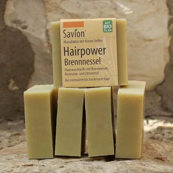 Savion 4+1 Bio Haarseife Brennessel | Natürliche Haarpflege | 5x 85gr Vegan | Handgemacht | Palmölfrei | Plastikfrei – Bild 4