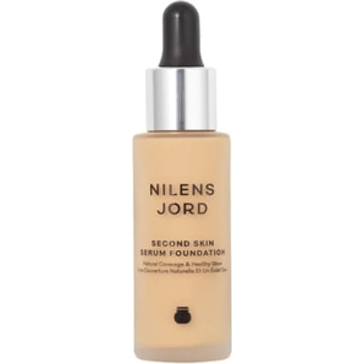 Nilens Jord Second Skin Serum Flüssige Foundation, wasserbasiert, ölfrei, mit Hyaluronsäure und Vitaminen A, C, E, pflegt und sorgt für semi-mattes Finish, 30 ml