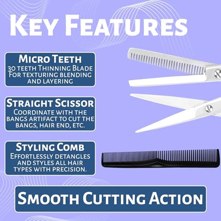 OCBA Professionelle Haarschneideschere 6,5 Zoll Silber, ergonomisches Design für präzise Schnitte, ideal für Friseure und Salons – Bild 3