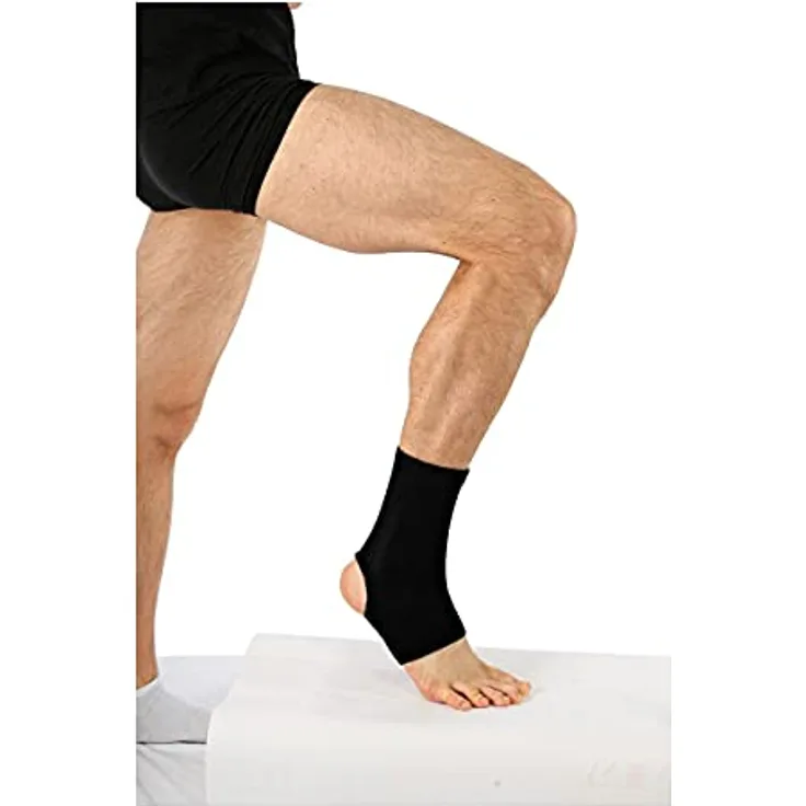 Antar AT53014 M Elastan Sprunggelenkbandage, mittel, schwarz, 30 g - Schützt vor Verdrehen des Knöchels, fördert die anatomische Bewegung, anatomische Passform