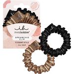 invisibobble Sprunchie Slim Schwarz Gold I 2x Stoff Haargummis gold schwarz für Mädchen & Damen I kein verknoten, starker Halt, haarschonend I Scrunchie Haargummi designed im Herzen Münchens
