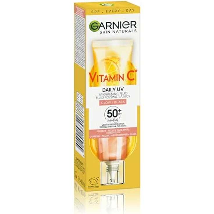 Garnier Vitamin C Tagesleuchtfluid mit SPF50+, 40ml - Feuchtigkeitsspendende Gesichtscreme mit Mineralpigmenten für strahlenden Glow – Bild 3