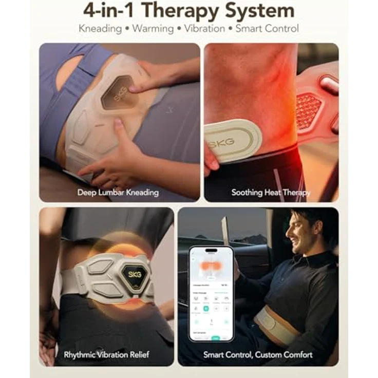 SKG W9 Pro Massagegerät, Infrarot-vibrierendes Heizkissen mit 3 Vibrationsmodi und 9 P-Tech-Modi für den unteren Rücken, tragbar und verstellbar für Taillenweiten von 58-114 cm – Bild 4