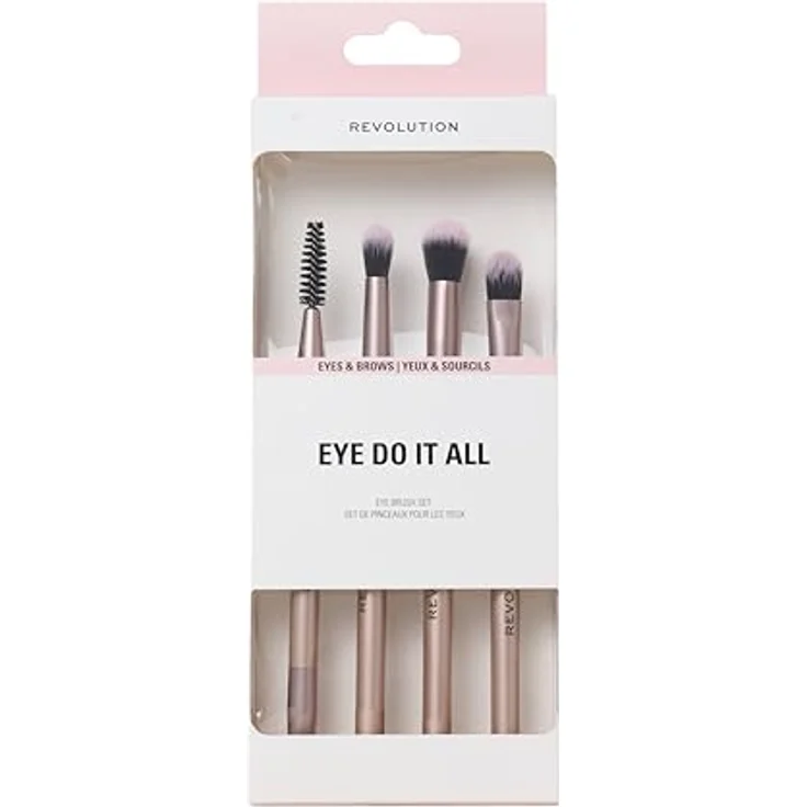 Revolution Beauty London Eye Do It All Brush Set, 4-teiliges Augenpinsel-Set mit synthetischen Borsten für Lidschatten, Eyeliner & Verblendung, vegan – Bild 1