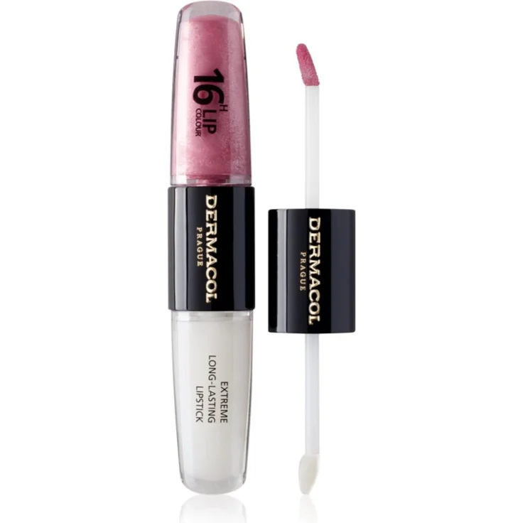 Dermacol 16H Lip Colour, langlebiger Lippenstift in Farbton 11 Soft Heart, 2x4 ml mit hoher Pigmentierung und glättender Textur