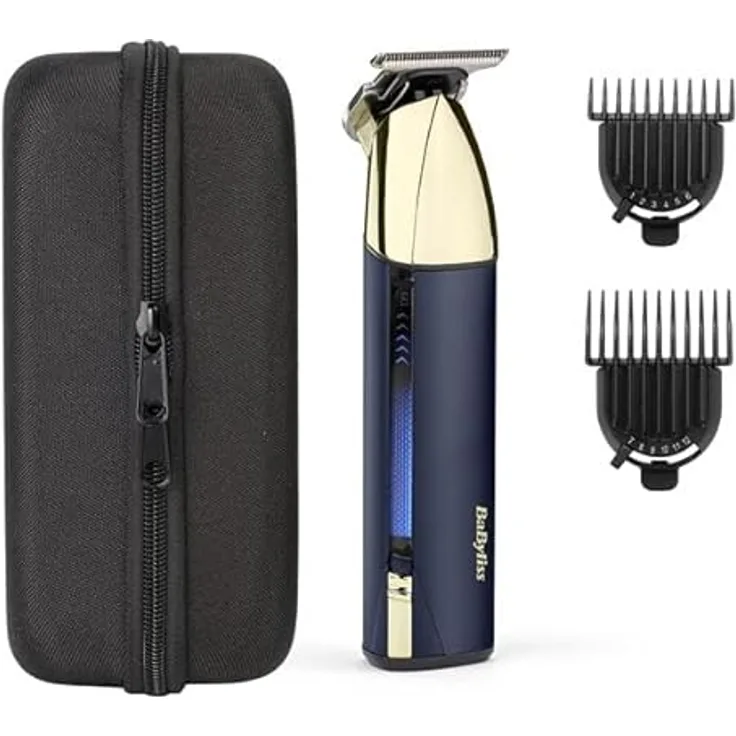BaByliss Super-X Metal Series T992E, Barttrimmer mit präzisen Aufsatzklingen und wasserfester Ausführung, drahtlos, inkl. 2 Kammaufsätzen und Futteral