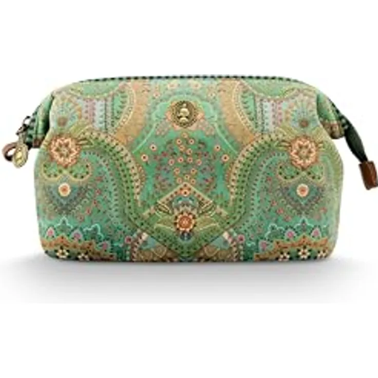 Pip Studio Cooper Cosmetic Purse Medium, Kosmetiktasche in Jabali Green mit großzügigem Stauraum, robustem Material und praktischem Design, 22.5x9.5x15cm