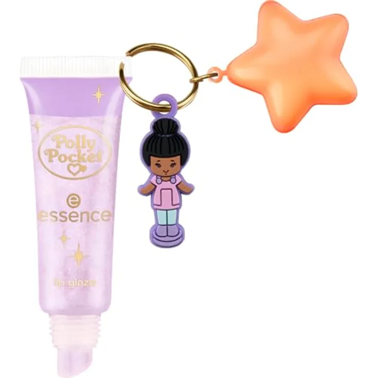 essence Polly Pocket lip glaze Lipgloss 01 90’s Girl, glänzendes Finish mit Schimmerpartikeln und fruchtigem Erdbeerduft