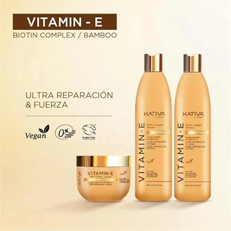 Kativa Vitamina E Biotina y Bamboo Conditioner, 550ml für gesundes und kräftiges Haar – Bild 4